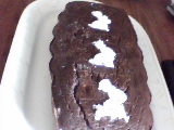 bizcocho de okara y chocolate, con marca de la casa