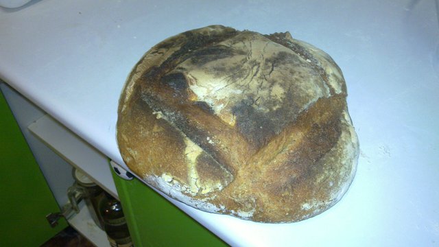 El pan salido del Horno. 60 min a 220 +10 dentro del horno apagado.
